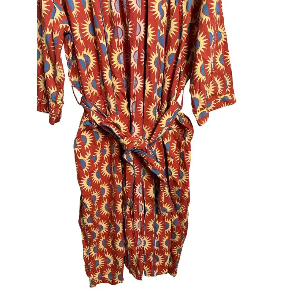 Block Shop Textiles Suns Robe in Chili size XXL/XXXL Belted Duster Hand Printed - Picture 6 of 9